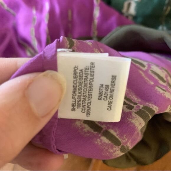 BCBG Tie Dye Silk Halter Tank Top Teal Purple S - Picture 5 of 5